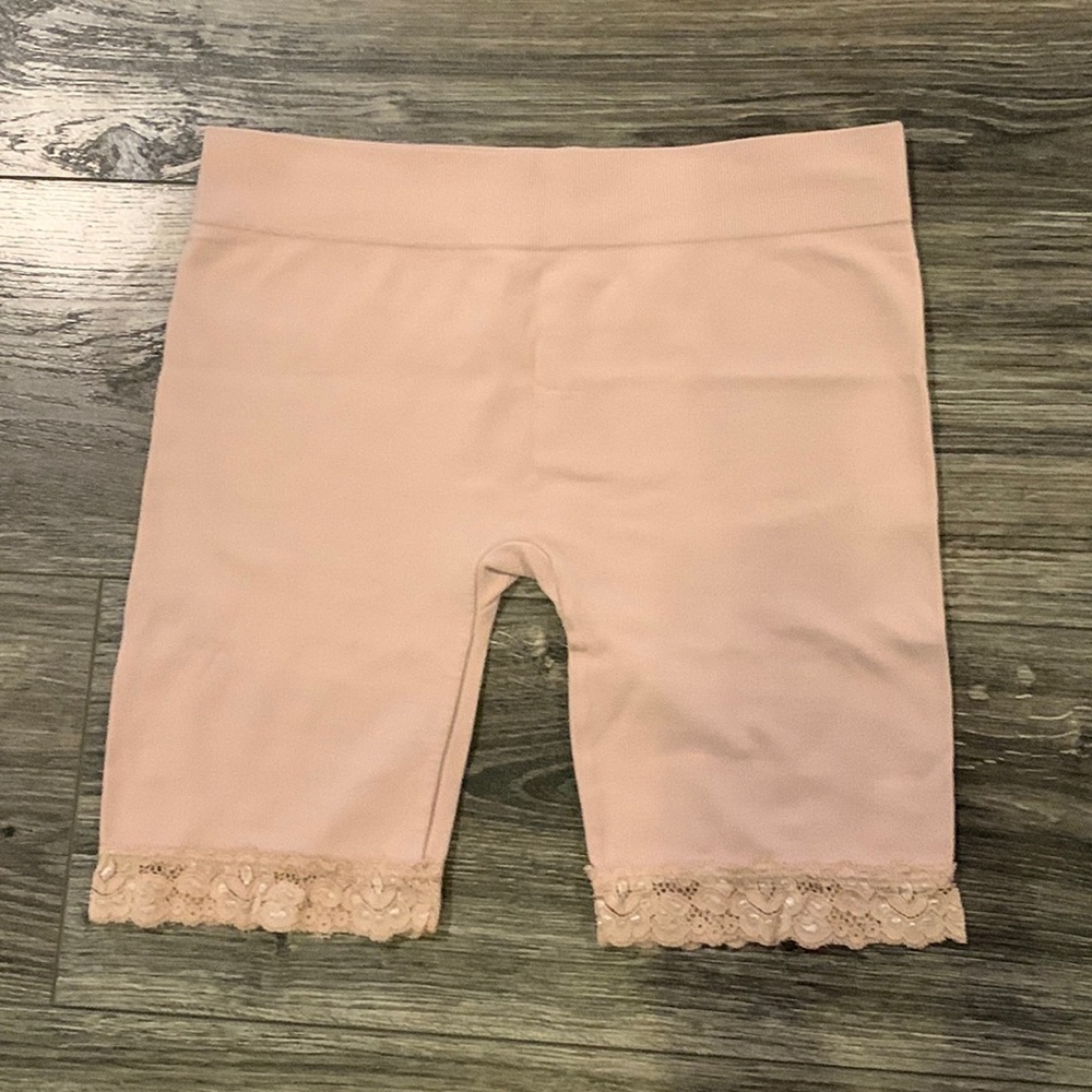 Free people light pink lace biker shorts